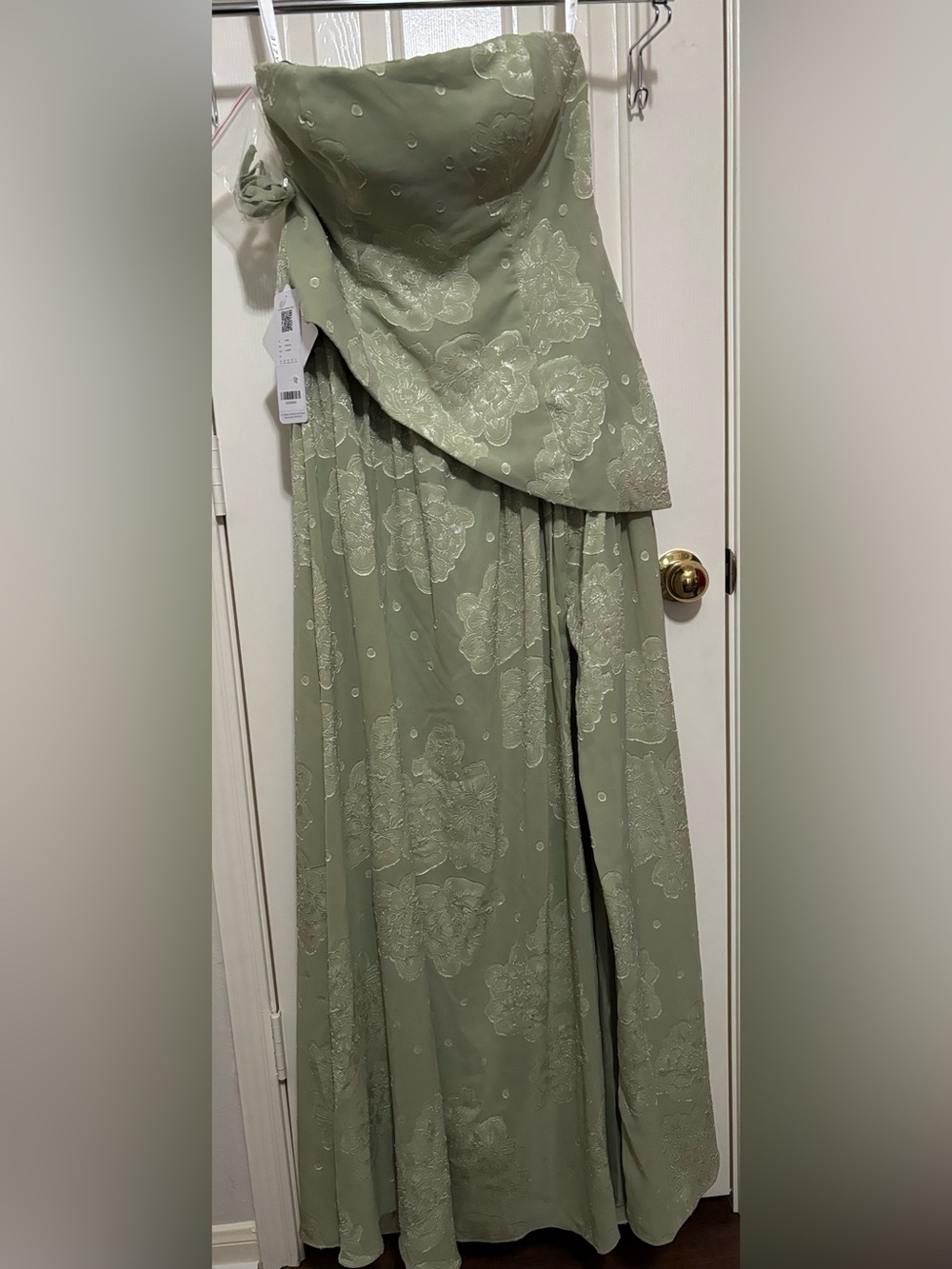 NWT Azazie Strapless Sage Green Lace Overlay Evening Dress - Picture 5 of 9